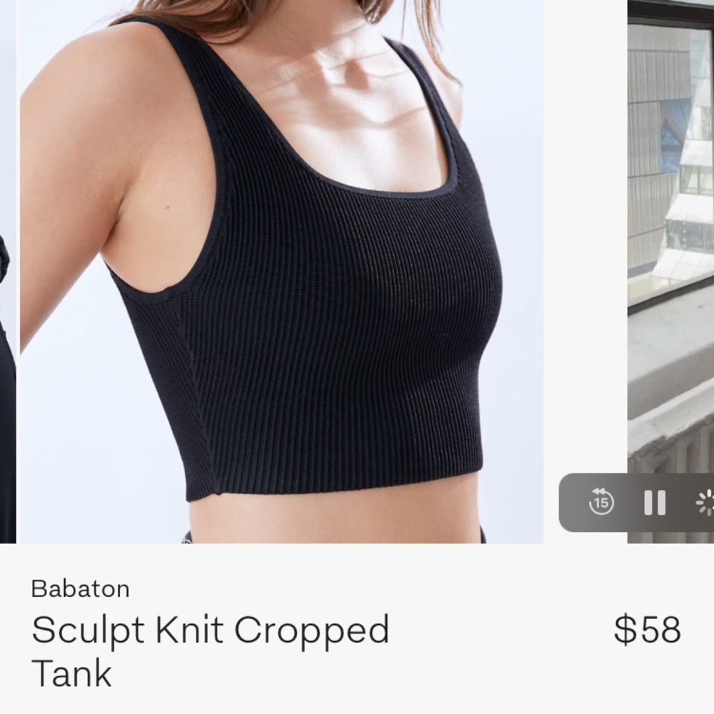 xs Babaton Sculpt Ribbed Cropped Tank